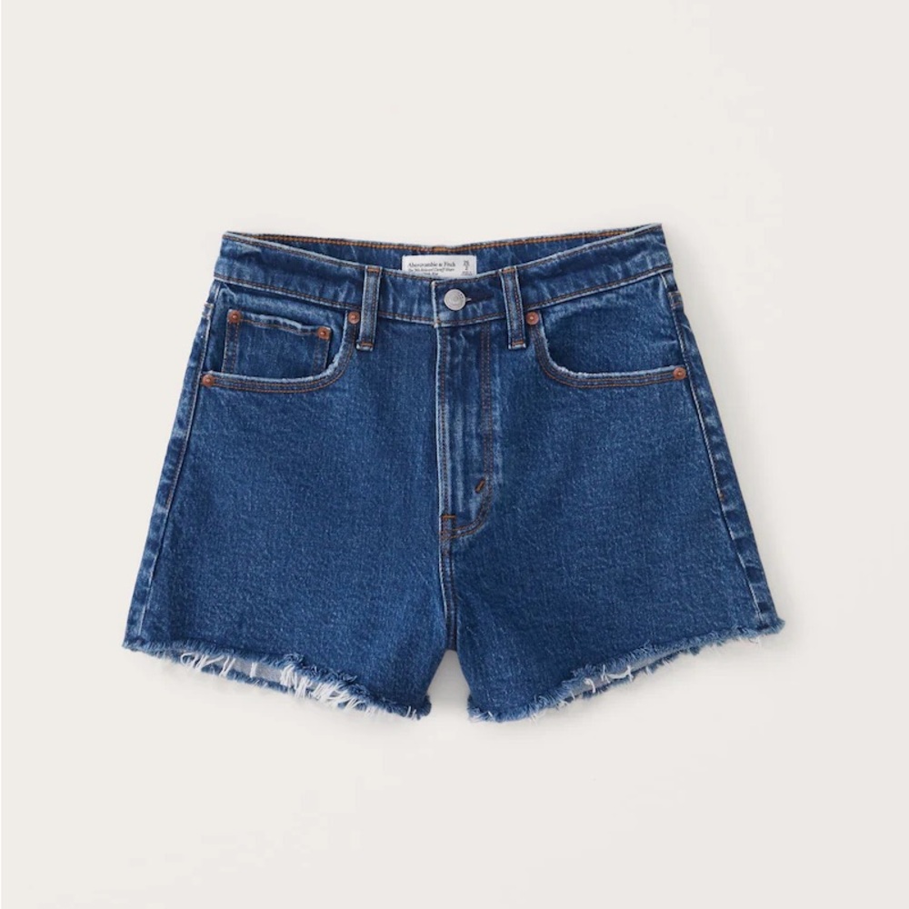 Abercrombie 90s High Rise Cutoff Shorts Size 28 in Dark Wash